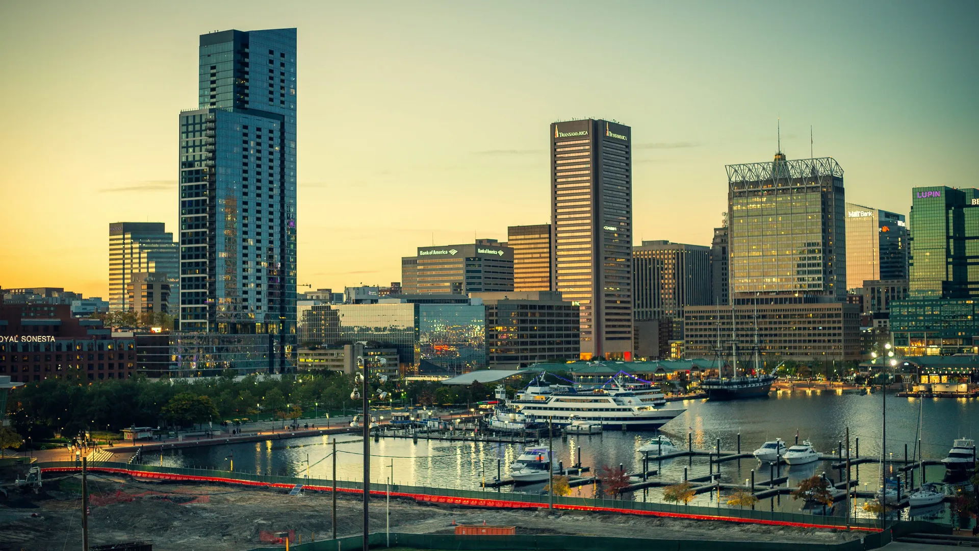Harborfront promenade in Baltimore