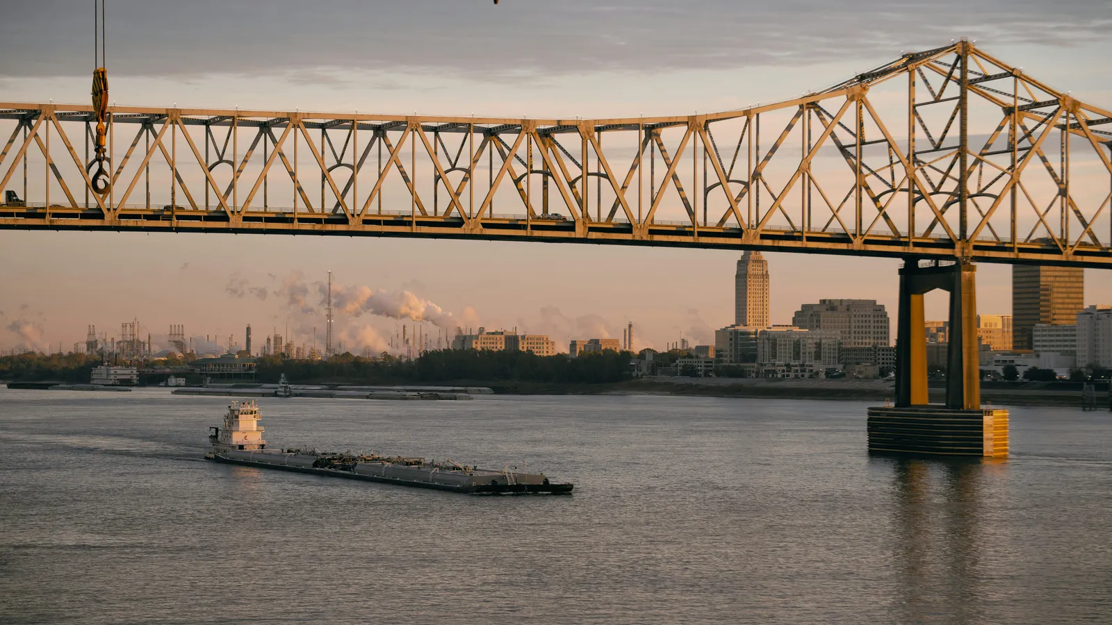 Baton Rouge skyline by the Mississippi River