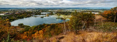 La Crosse waterfront and Mississippi River bluffs, Wisconsin