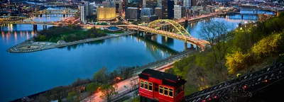Pittsburgh skyline with bridges and rivers
