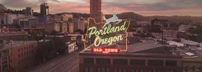 Portland skyline with Mount Hood in the distance
