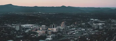 Roanoke Star and Blue Ridge Mountains at night