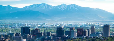 Salt Lake City skyline with Wasatch Mountains