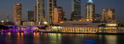 Tampa skyline and Hillsborough River at dusk