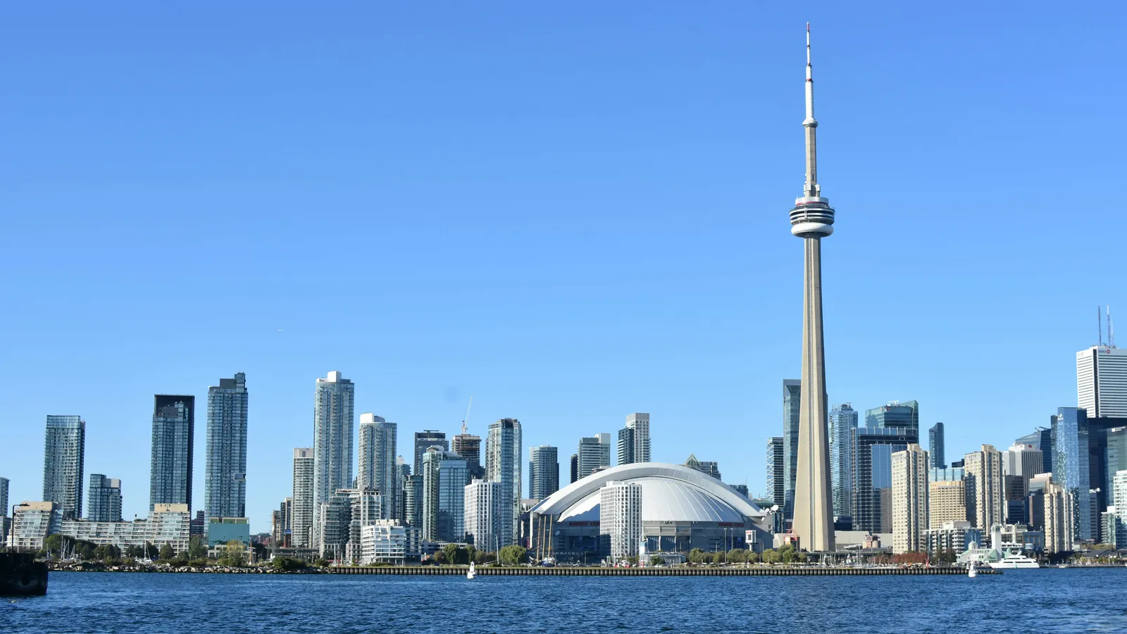 Toronto skyline and CN Tower from Lake Ontario