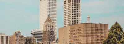 Tulsa skyline at sunset