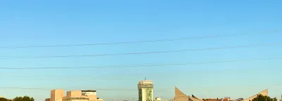 Wichita downtown skyline and Arkansas River at sunset